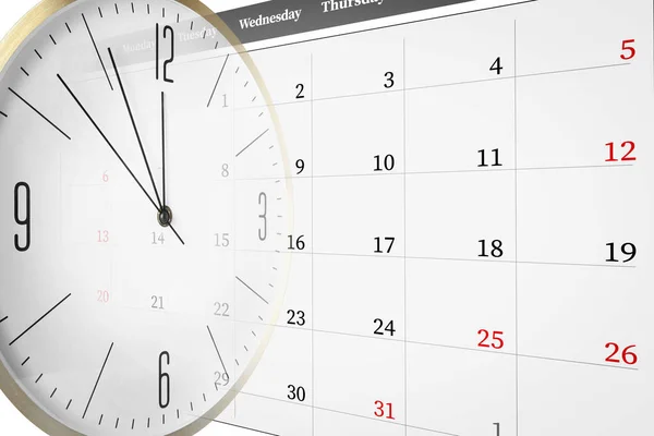 Deadline Konzept Doppelbelichtung Von Uhr Und Kalender — Stockfoto