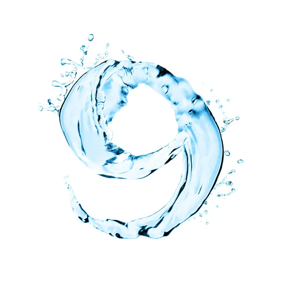 Número Nove Feito Água Sobre Fundo Branco — Fotografia de Stock