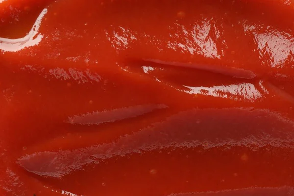 Вкусный Томатный Кетчуп Качестве Фона Вид Сверху — стоковое фото