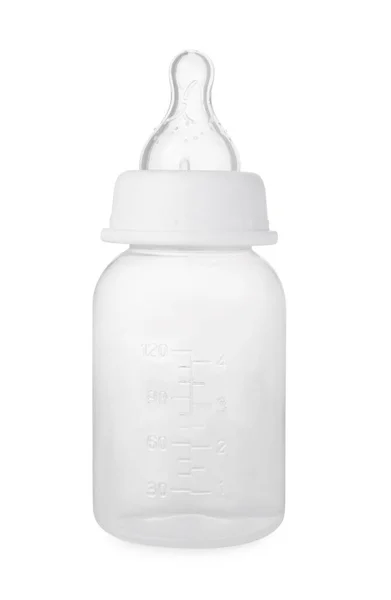 Empty Feeding Bottle Baby Milk Isolated White — Zdjęcie stockowe