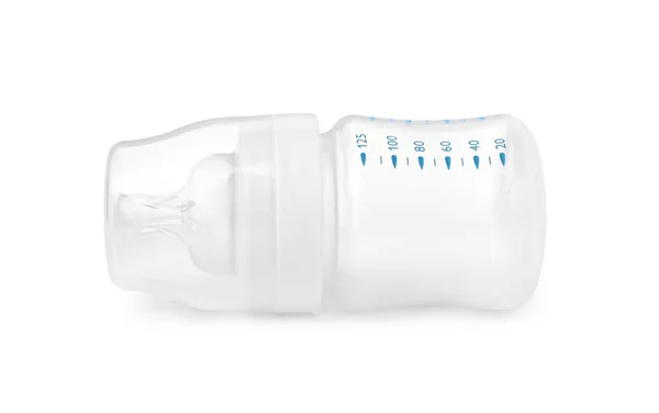 One Empty Feeding Bottle Infant Formula Isolated White — 스톡 사진