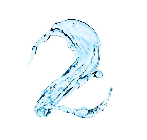 Número Dois Feito Água Sobre Fundo Branco — Fotografia de Stock