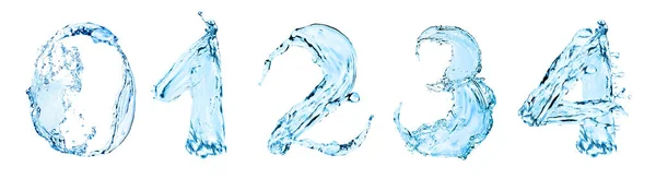 Números Hechos Agua Sobre Fondo Blanco Diseño Collage —  Fotos de Stock