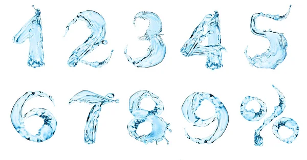 Números Signo Porcentual Hecho Agua Sobre Fondo Blanco Diseño Collage — Foto de Stock