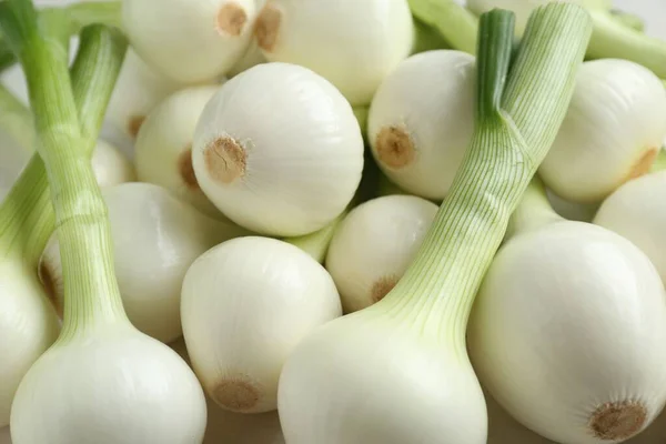 Whole Green Spring Onions Background Closeup — Stock Photo, Image