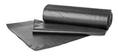 beyaz izole siyah çöp poşetleri rulo