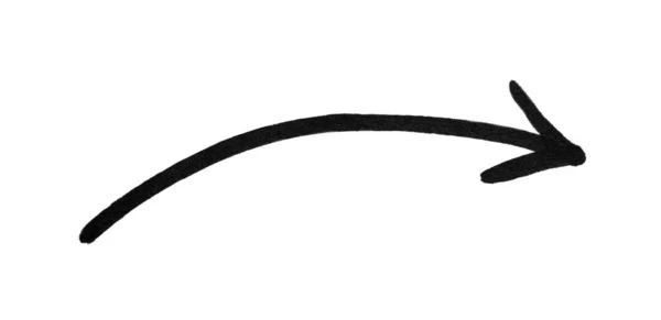Freccia Disegnata Con Pennarello Nero Sfondo Bianco Vista Dall Alto — Foto Stock