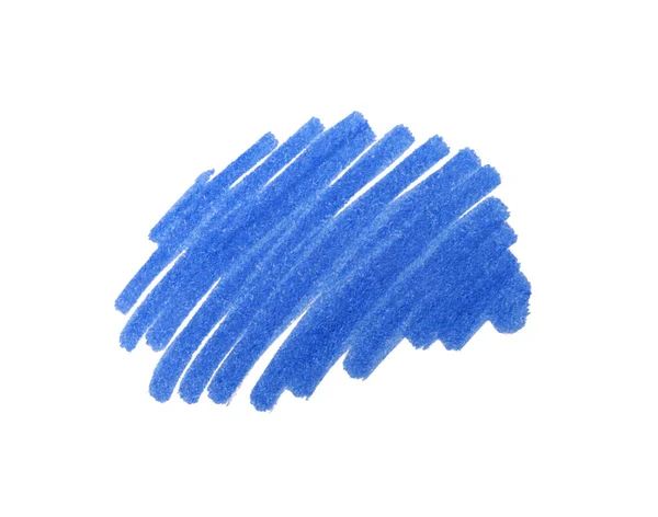 Stroke Rysowane Niebieskim Markerem Izolowane Białym Widok Góry — Zdjęcie stockowe