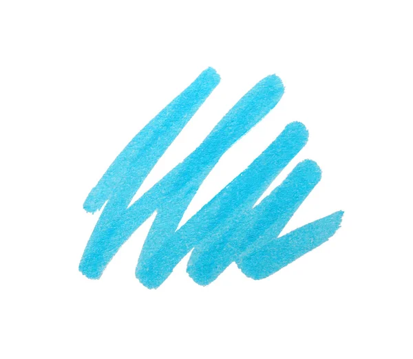 Açık Mavi Işaret Ile Çizilmiş Vuruş Beyaz Üst Görünümde Izole — Stok fotoğraf