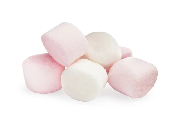 Hromada Lahodných Sladkých Marshmallows Bílém Pozadí — Stock fotografie