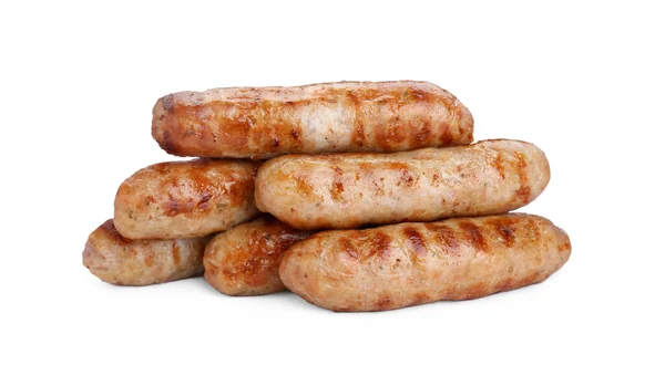 Tasty Fresh Grilled Sausages Isolated White — Stock Photo, Image