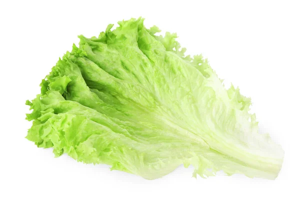 Blatt Von Frischem Salat Isoliert Auf Weißem Salatgemüse — Stockfoto