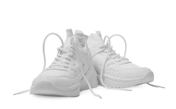 Pair Stylish Sneakers Isolated White — Stock Photo, Image
