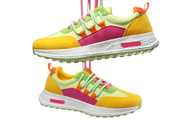 Pair Stylish Colorful Sneakers Isolated White — Stock Photo, Image