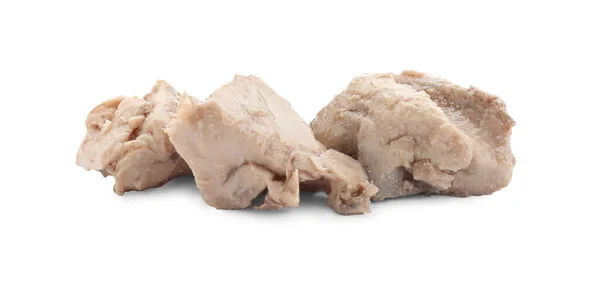 Morceaux Foie Morue Savoureux Sur Fond Blanc — Photo