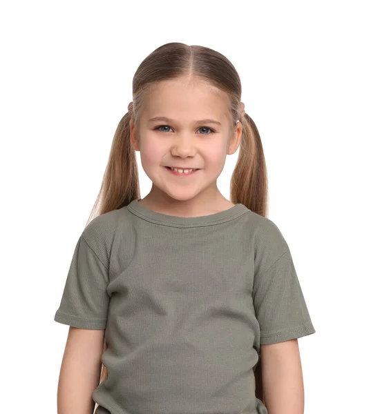 Portrét Malé Dívky Bílém Pozadí — Stock fotografie