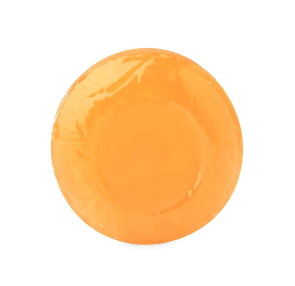 Una Goccia Tosse Arancione Isolata Sul Bianco — Foto Stock