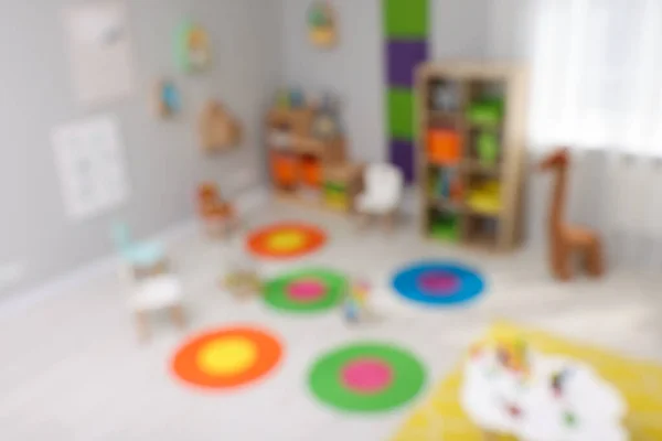 Verschwommene Sicht Auf Das Kinderzimmer Kindergarten Innenausbau — Stockfoto