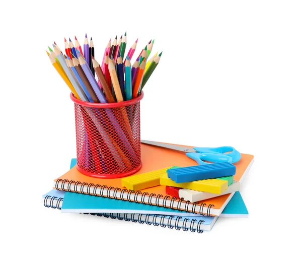 Many Different School Stationery Isolated White — 스톡 사진