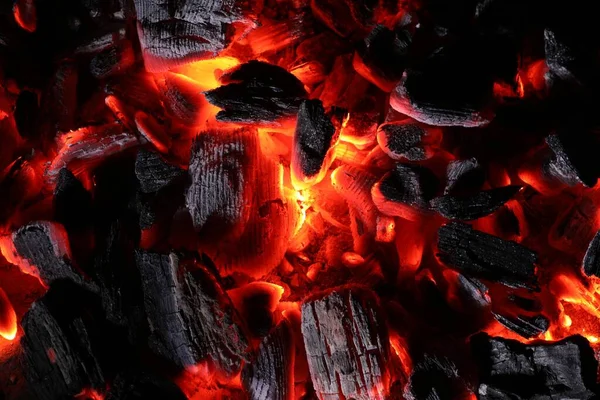 火热烧煤碎片为背景 顶视图 — 图库照片