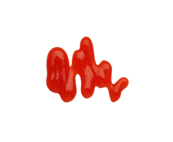 Mancha Ketchup Sabroso Aislado Blanco Vista Superior Salsa Tomate —  Fotos de Stock