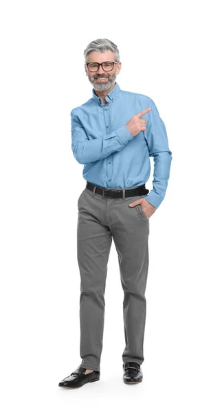 Beyaz Arka Planda Şık Giyinen Olgun Adamı — Stok fotoğraf