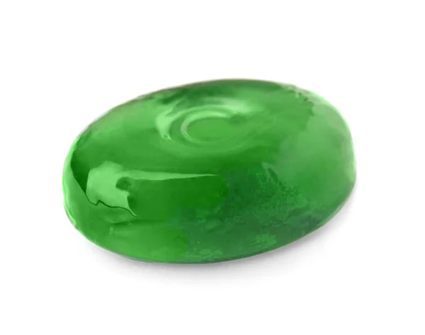 Одна Зеленая Капля Кашля Изолирована Белом — стоковое фото