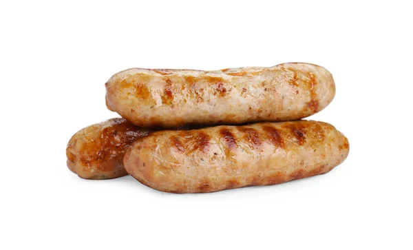 Tasty Fresh Grilled Sausages Isolated White — 스톡 사진