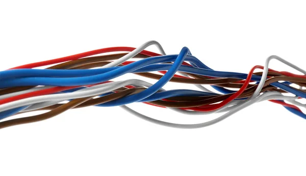 New Colorful Electrical Wires Isolated White — Stock Photo, Image