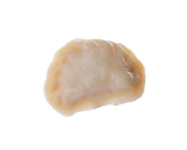 One dumpling (varenyk) with tasty filling isolated on white