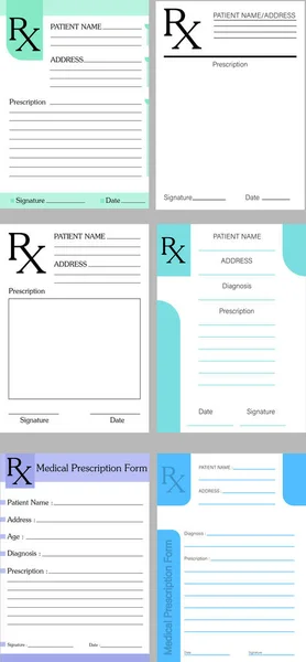 Collage Different Medical Prescription Forms Grey Background — Stock Photo, Image