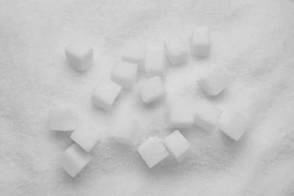 Verschiedene Arten Von Weißem Zucker Als Hintergrund Nahaufnahme — Stockfoto