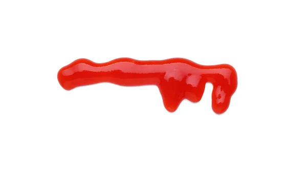 Finom Ketchup Kenet Elszigetelt Fehér Felső Nézet Paradicsomszósz — Stock Fotó