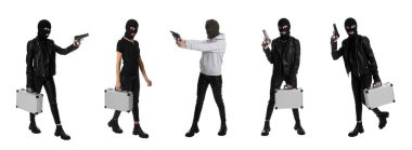 Beyaz arka planda kar maskeli kadın fotoğraflarıyla kolaj