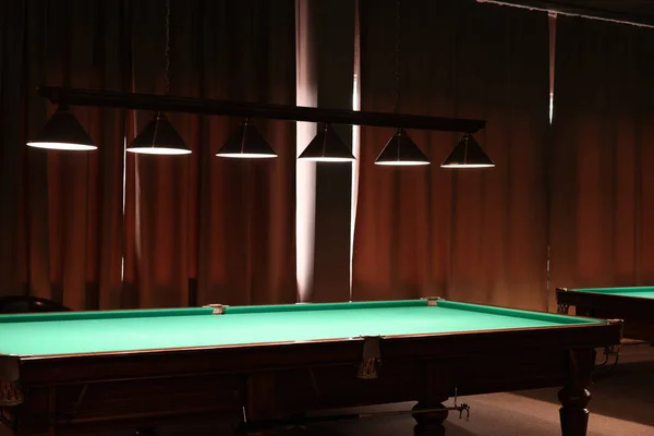 Empty Green Billiard Tables Club Pool Game — Stock Photo, Image