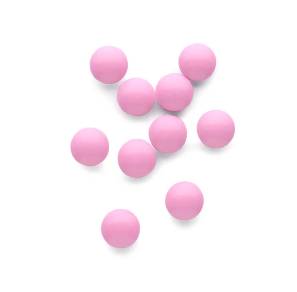 Pink Antidepressant Pills Isolated White Top View — Stock Photo, Image