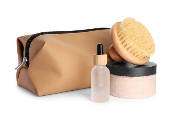 Preparação Para Spa Saco Higiene Pessoal Compacto Diferentes Produtos Cosméticos — Fotografia de Stock