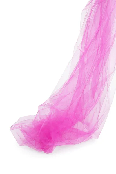 Krásné Růžové Tyl Tkaniny Bílém Pozadí — Stock fotografie