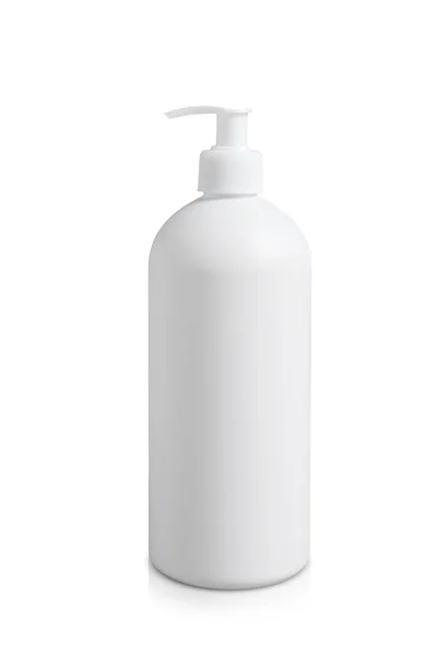Flaska Kosmetisk Produkt Med Pump Vit Bakgrund — Stockfoto