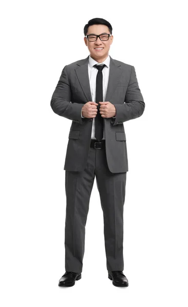 Businessman Suit Wearing Glasses White Background — Stock Photo, Image