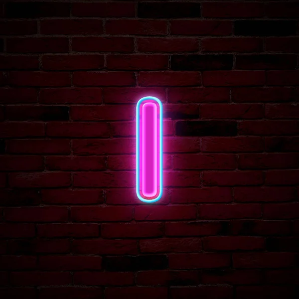 Świecący Neon Numer Znak Ścianie Cegły — Zdjęcie stockowe