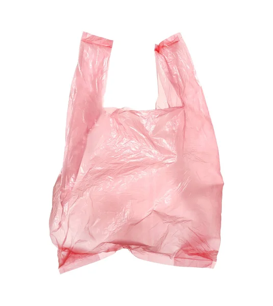 Один Рожевий Пластиковий Пакет Ізольований Білому — стокове фото
