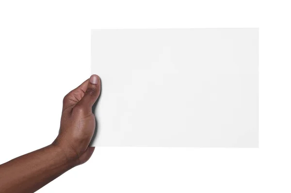 非裔美国人拿着白底纸 用于设计的模型 — 图库照片