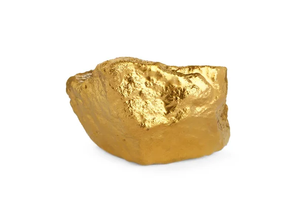 stock image One beautiful gold nugget on white background