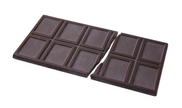 Barra Chocolate Escuro Quebrado Fundo Branco — Fotografia de Stock