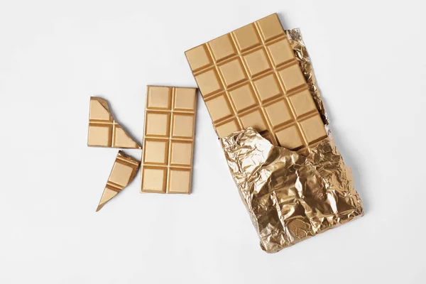golden chocolate bar, Stock image