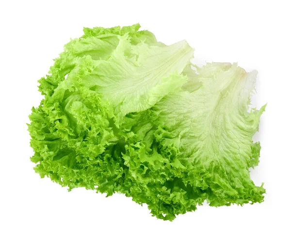 Foglie Fresche Lattuga Verde Isolate Bianco — Foto Stock