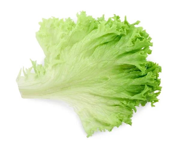 Čerstvě Zelený List Salátu Izolovaný Bílém Pohled Shora — Stock fotografie