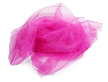 Beyaz arkaplanda güzel pembe tül kumaş