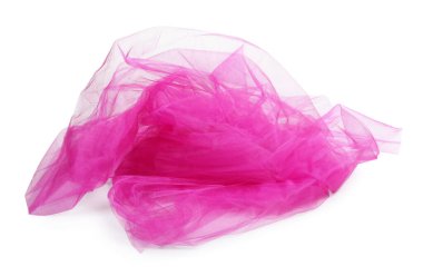Beyaz arkaplanda güzel pembe tül kumaş